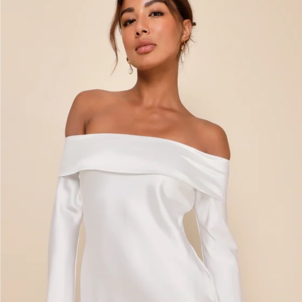 Lulu's Elegant Off-Shoulder White Dress